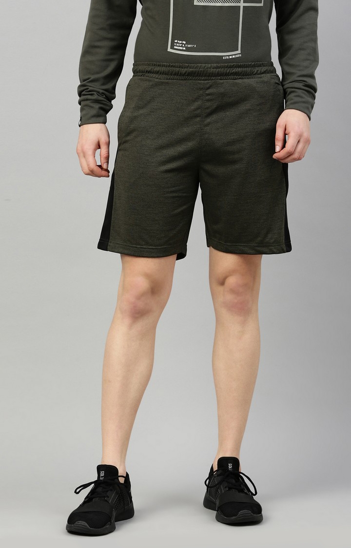Proline | Men's Green Cotton Solid Activewear Shorts