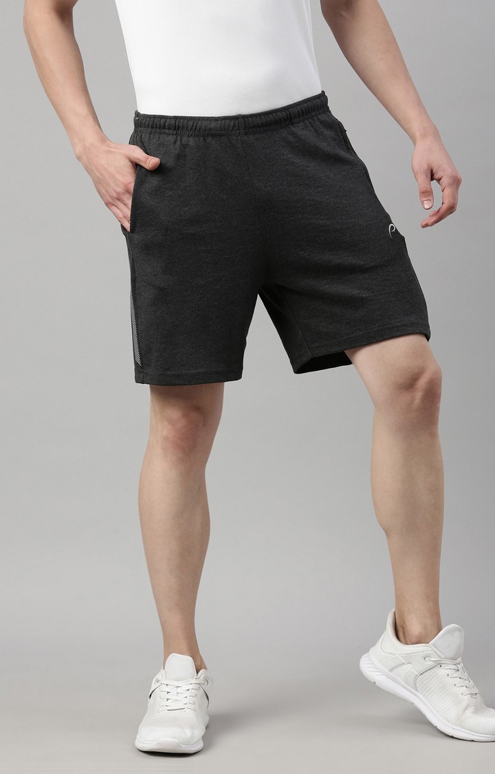 Men's Grey Cotton Solid Activewear Shorts