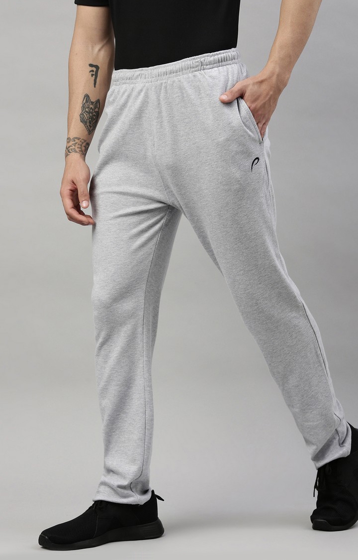 Men's Grey Cotton Solid Trackpant