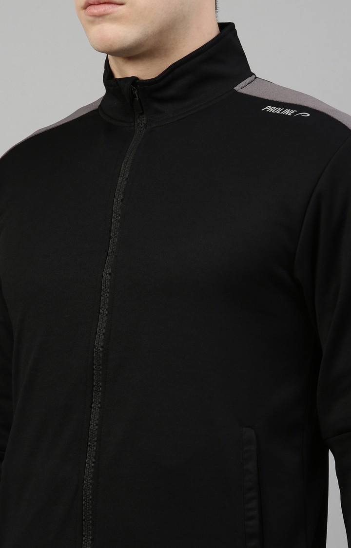 Proline | Men's Black Cotton Solid Activewear Jacket 5