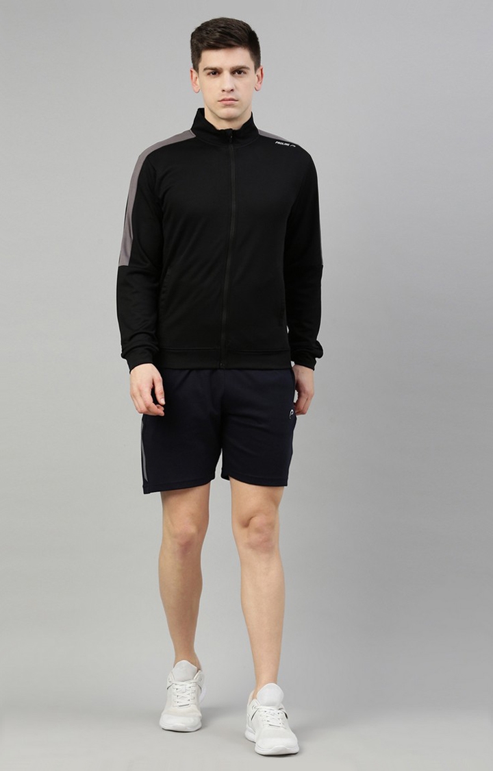 Proline | Men's Black Cotton Solid Activewear Jacket 1