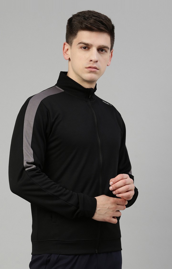 Proline | Men's Black Cotton Solid Activewear Jacket 3