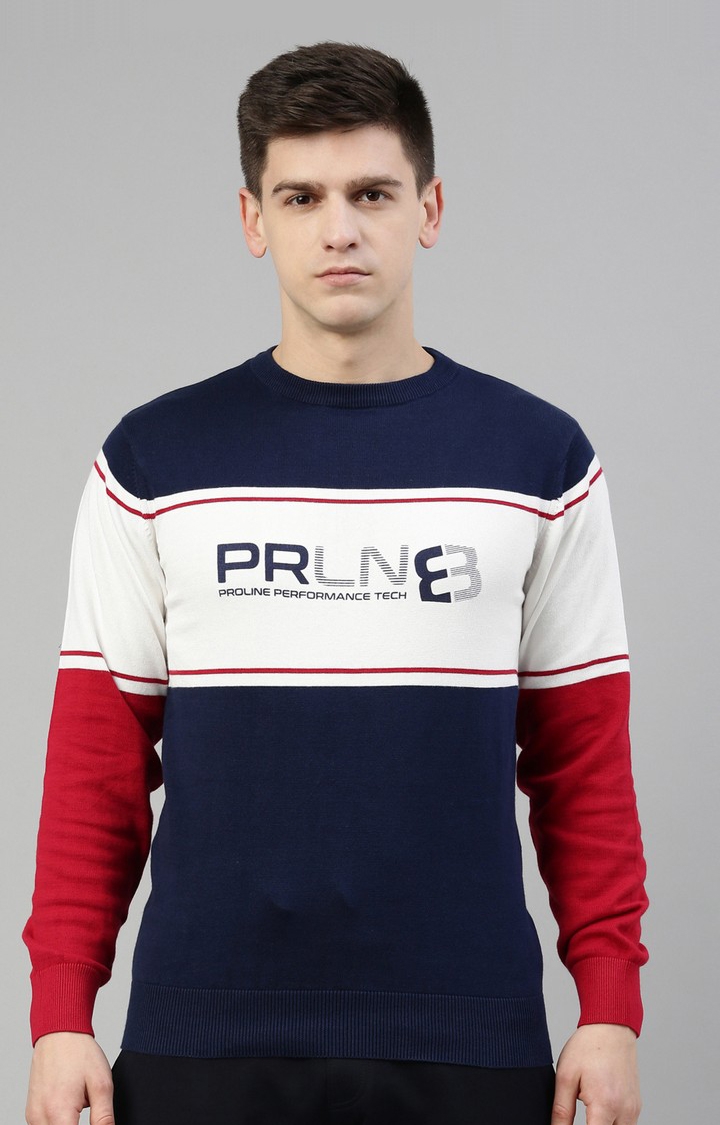 Proline | Men's Blue Cotton Colourblock Sweatshirt