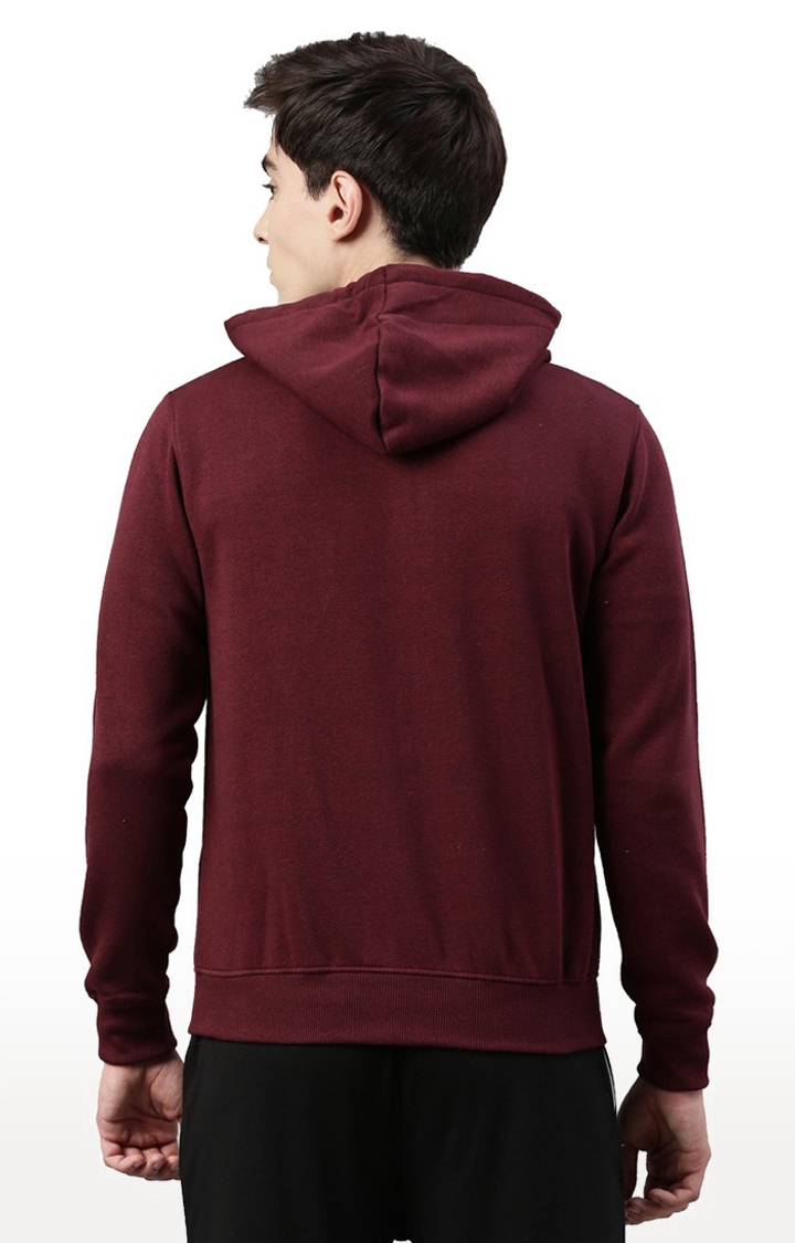 Men's Red Polyester Solid Hoodie