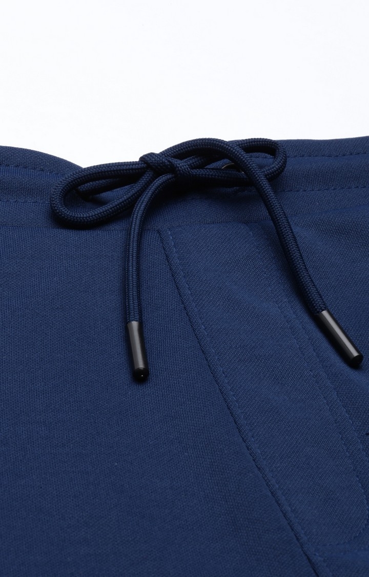 Men's Blue Cotton Blend Solid Activewear Jogger