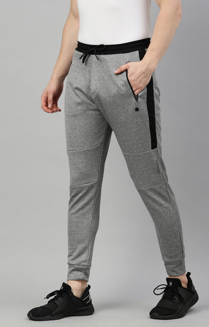 Men's Grey Cotton Blend Melange Activewear Jogger