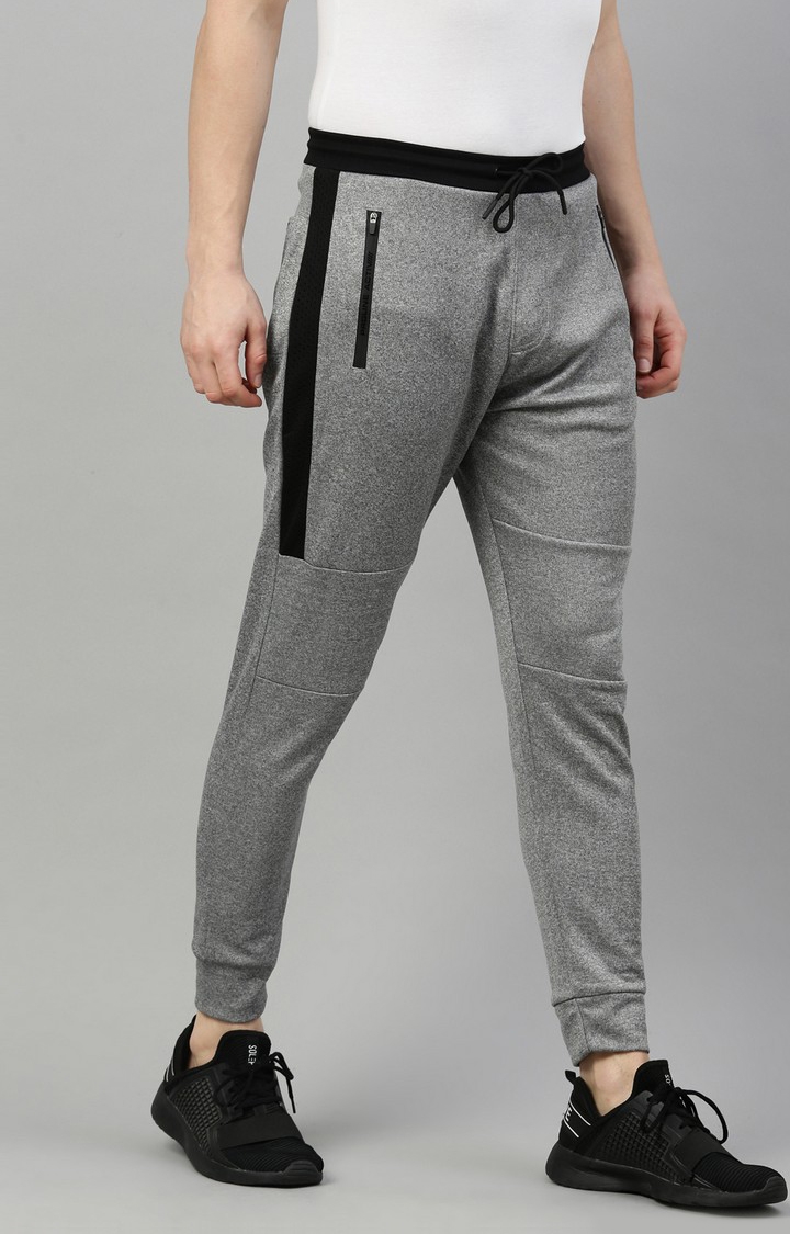 Men's Grey Cotton Blend Melange Activewear Jogger