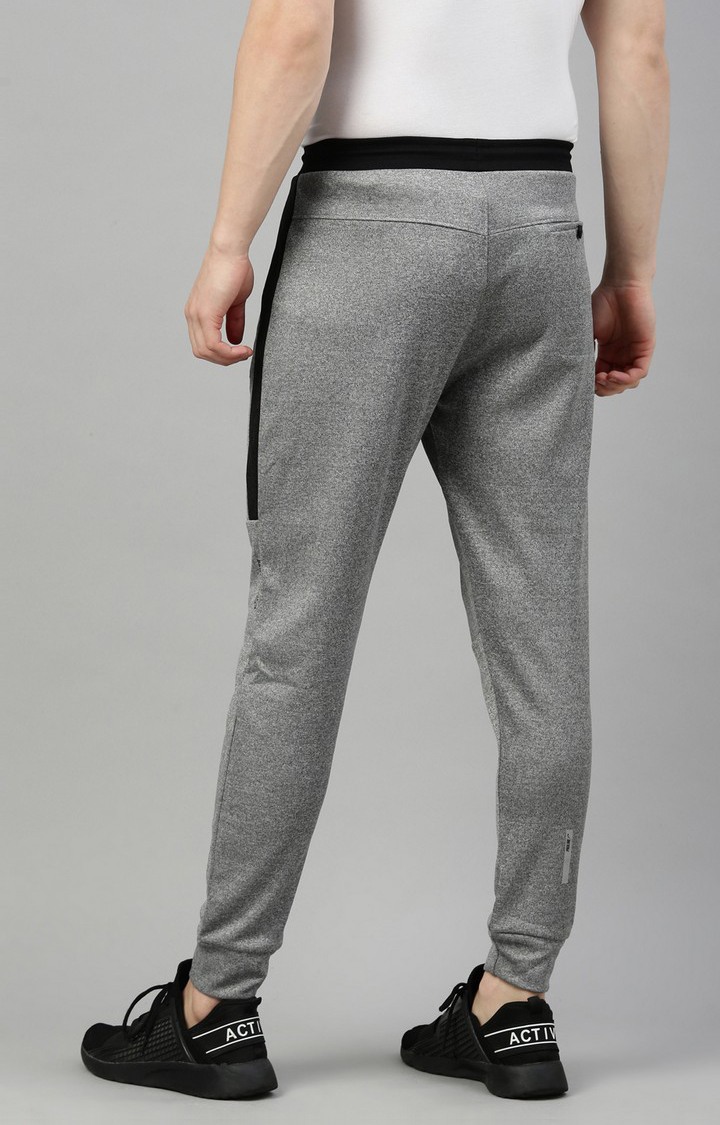 Men's Grey Cotton Blend Melange Activewear Jogger