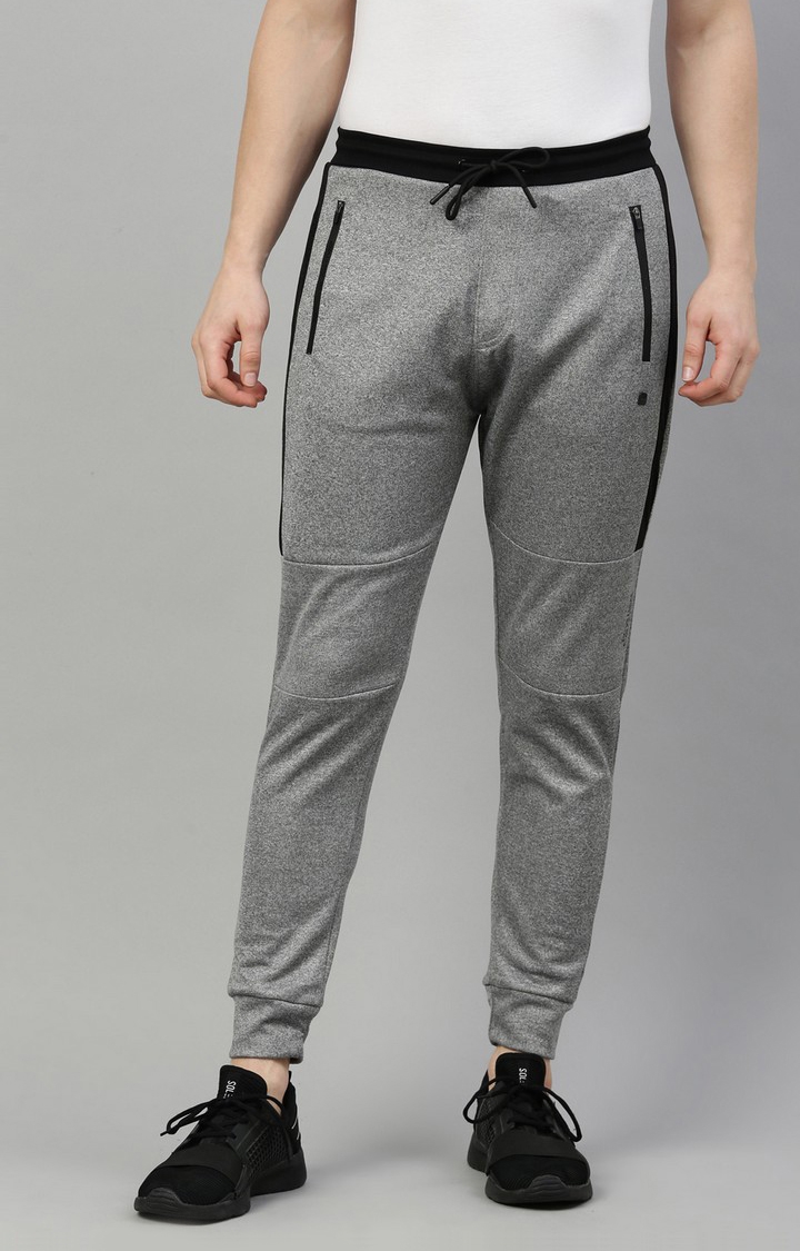 Men's Grey Cotton Blend Activewear Joggers