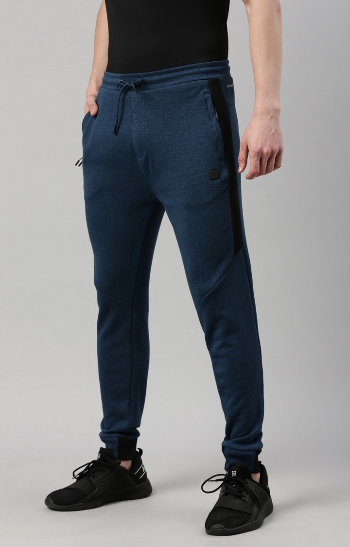 Men's Blue Cotton Solid Activewear Jogger