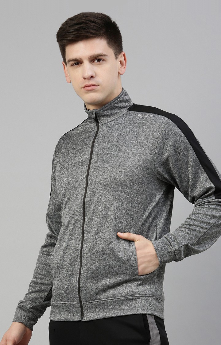Proline | Men's Grey Cotton Blend Melange Activewear Jacket 2
