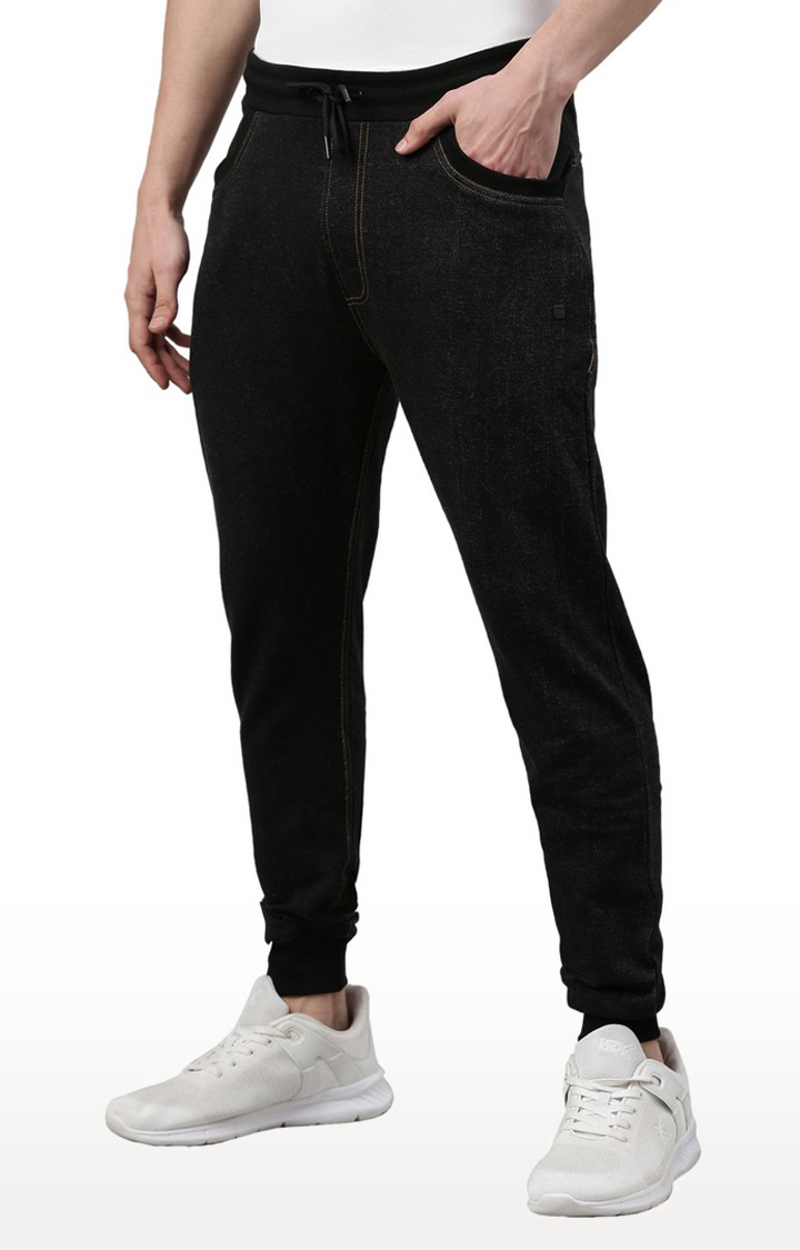 Men's Black Cotton Blend Solid Activewear Jogger