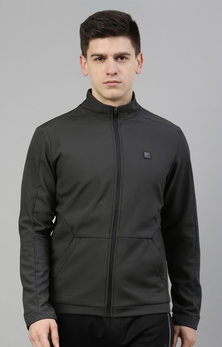 Proline | Men's Grey Polyester Solid Activewear Jacket