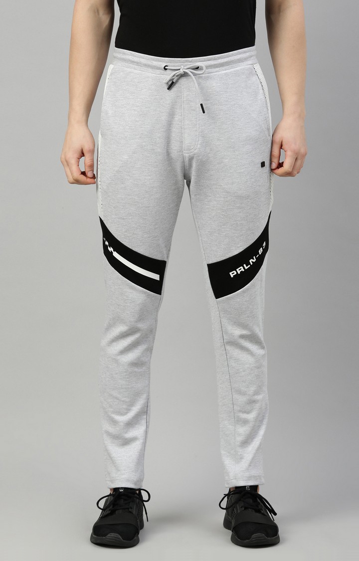 Men's Grey Cotton Blend Solid Trackpant