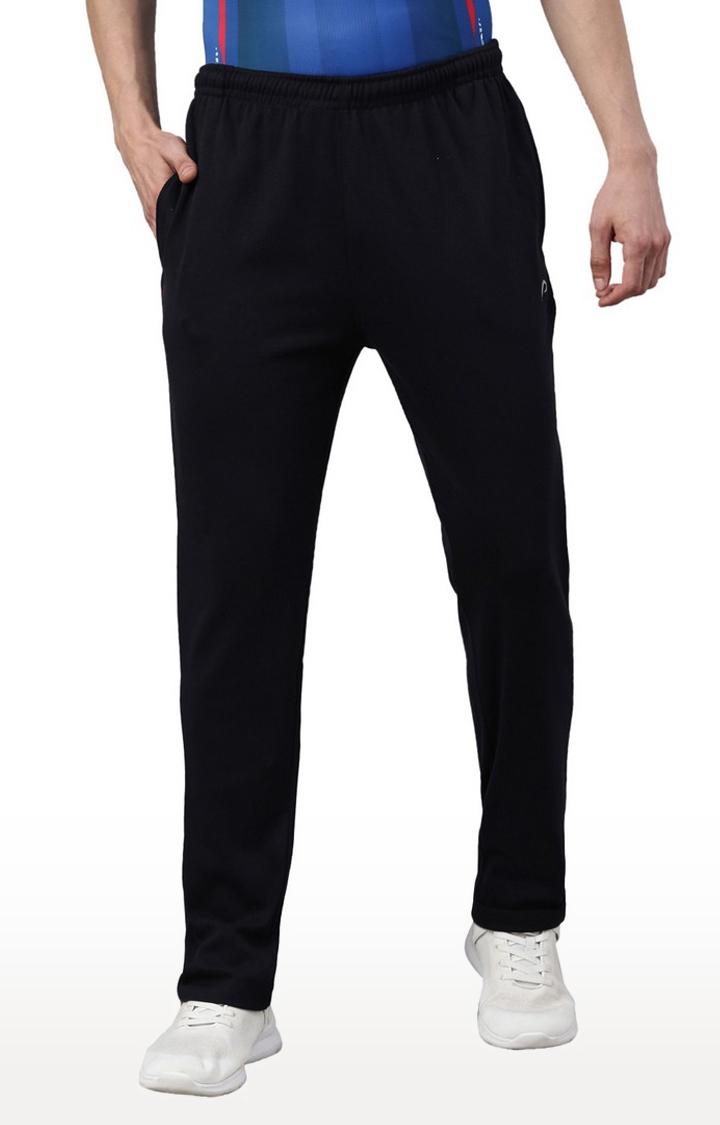 Proline | Men's Black Cotton Blend Solid Trackpant