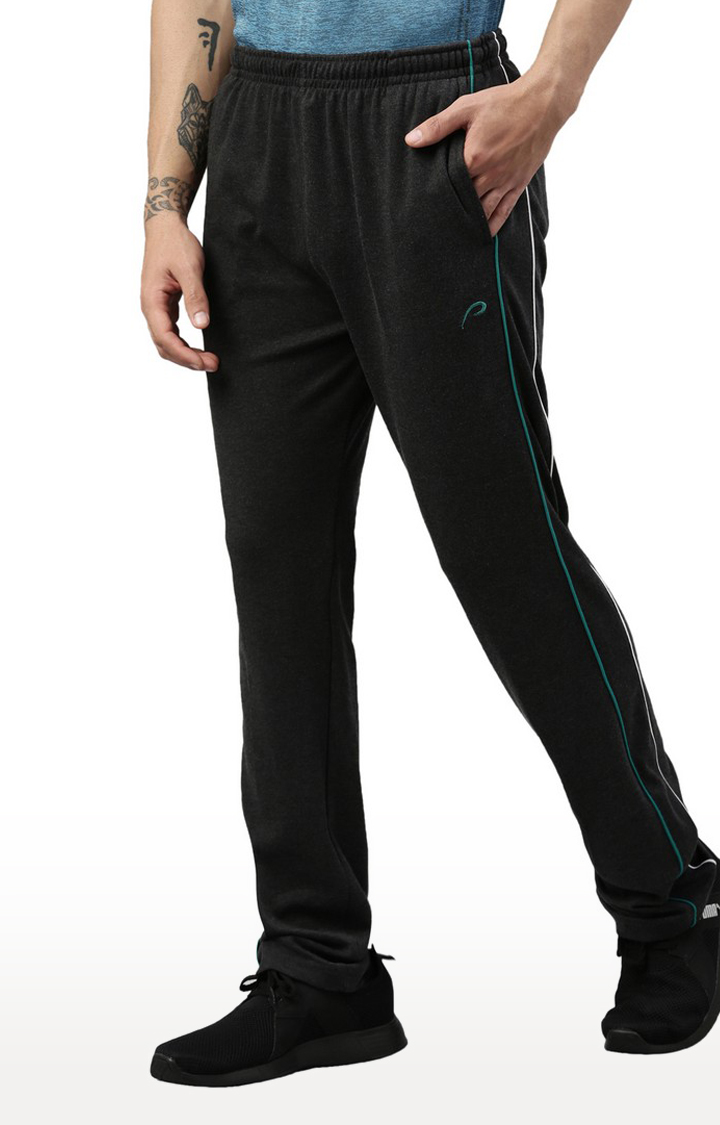 Men's Grey Cotton Blend Solid Trackpant