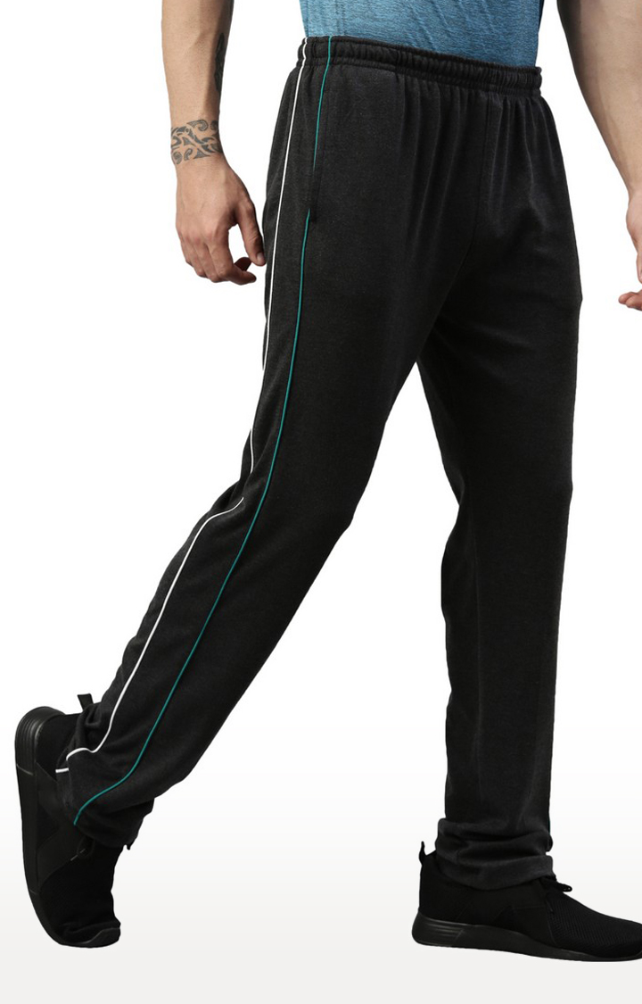 Men's Grey Cotton Blend Solid Trackpant