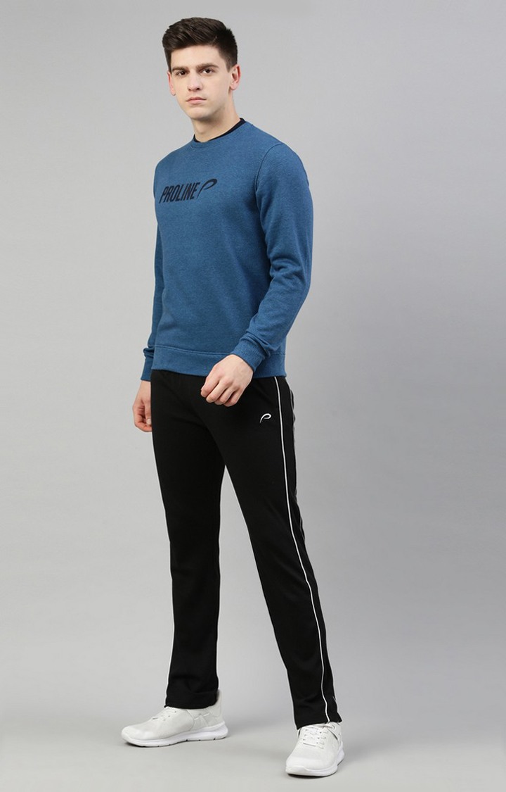 Men s Blue Polyester Typographic Sweatshirt