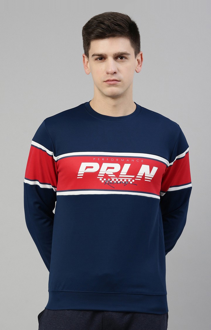 Proline | Men's Blue Cotton Typographic Sweatshirt