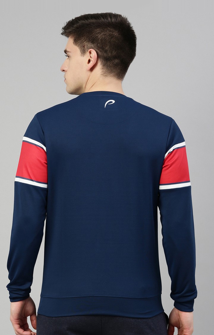 Men's Blue Cotton Typographic Sweatshirt