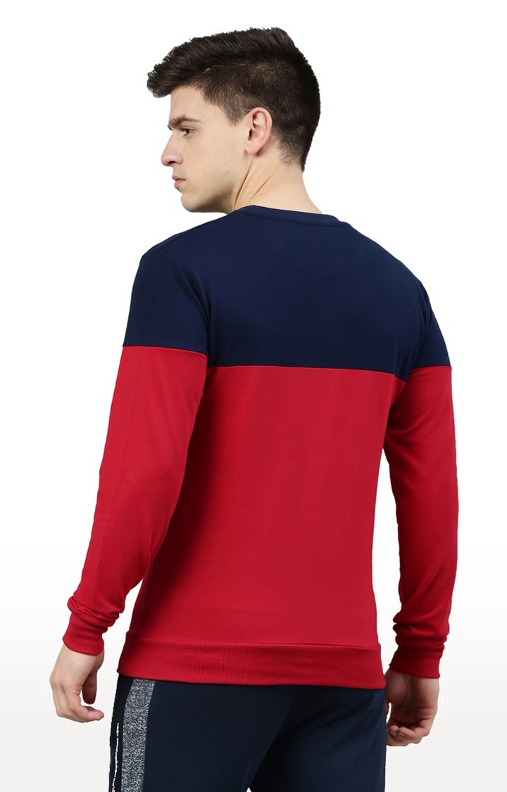 Men's Red Cotton Blend Colourblock Sweatshirt