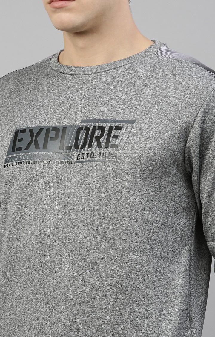 Men's Grey Cotton Typographic Sweatshirt