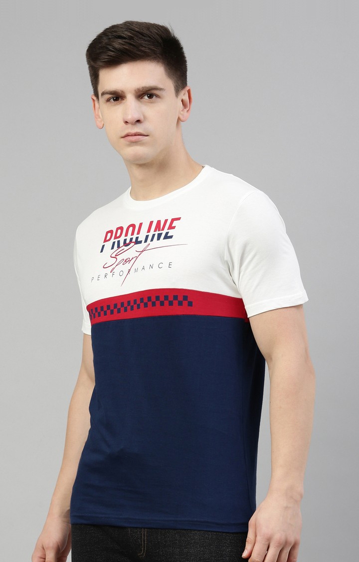 Proline | Men's Blue Cotton Typographic Regular T-Shirt 2