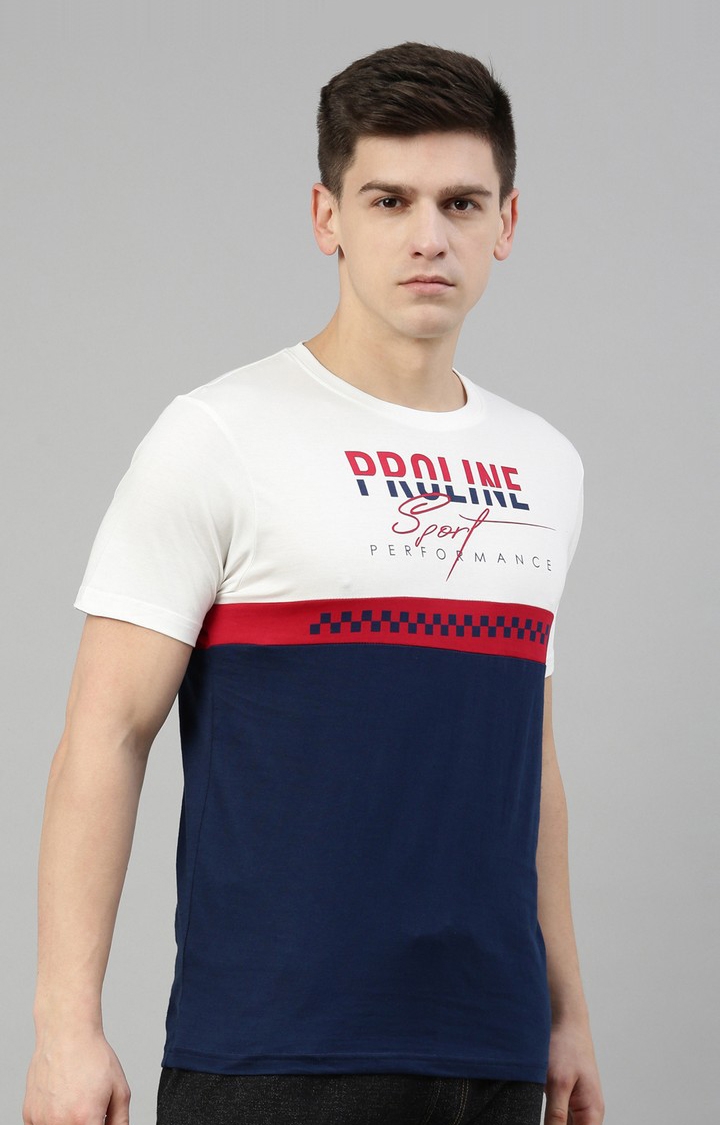 Proline | Men's Blue Cotton Typographic Regular T-Shirt 3