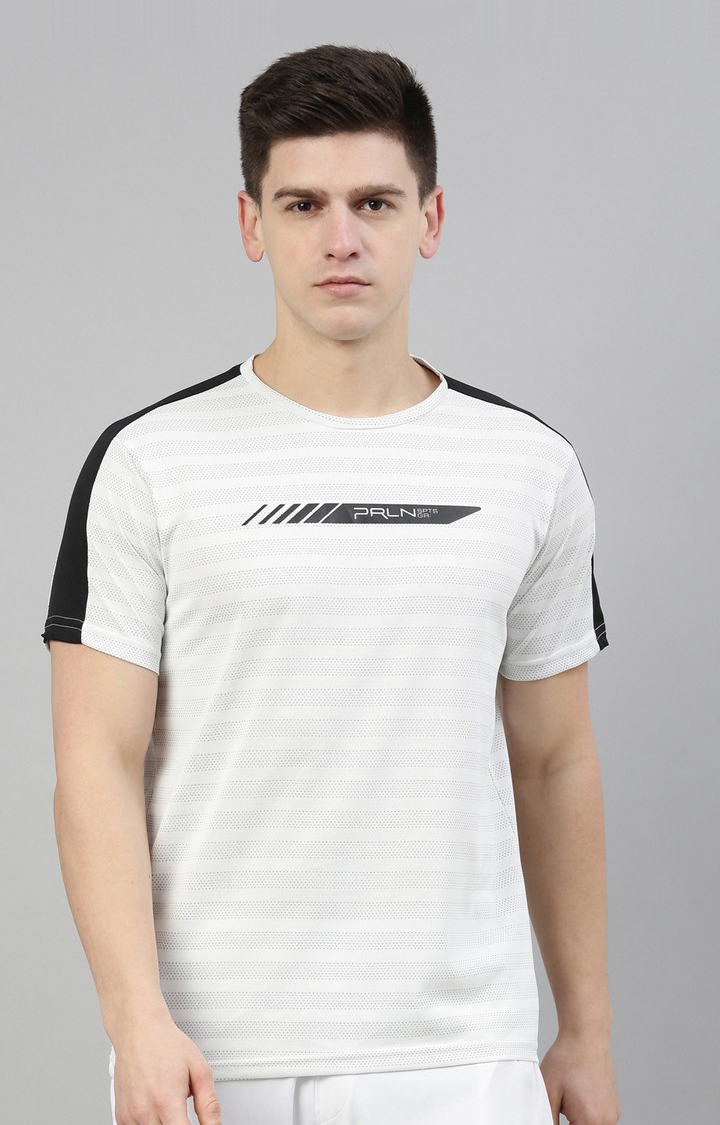 Proline | Men's White Cotton Typographic Activewear T-Shirt 0