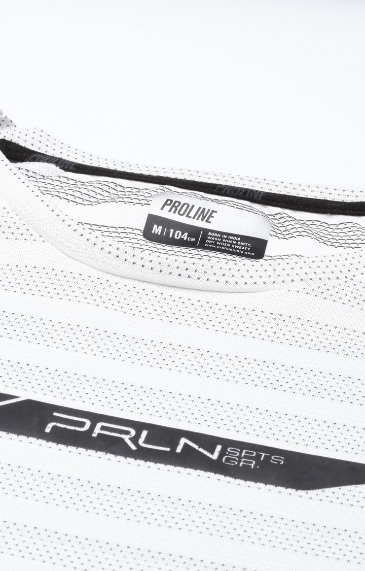 Proline | Men's White Cotton Typographic Activewear T-Shirt 5