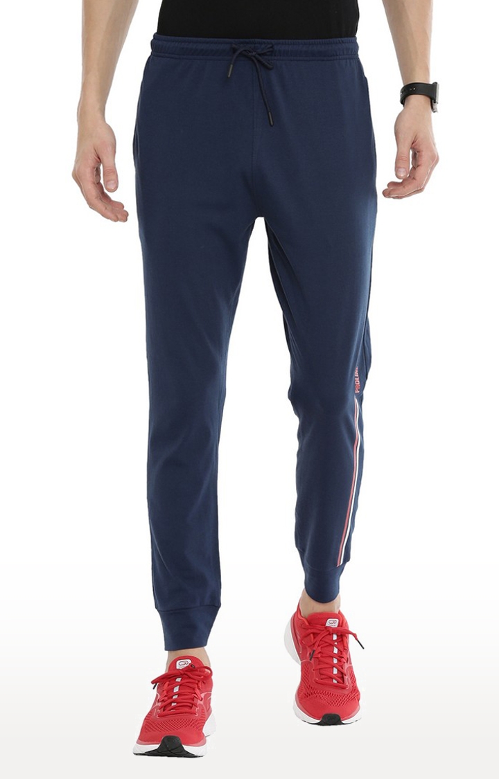 Proline | Men's Blue Cotton Solid Activewear Jogger