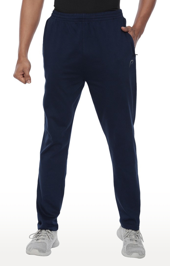 Proline | Men's Blue Cotton Solid Trackpant