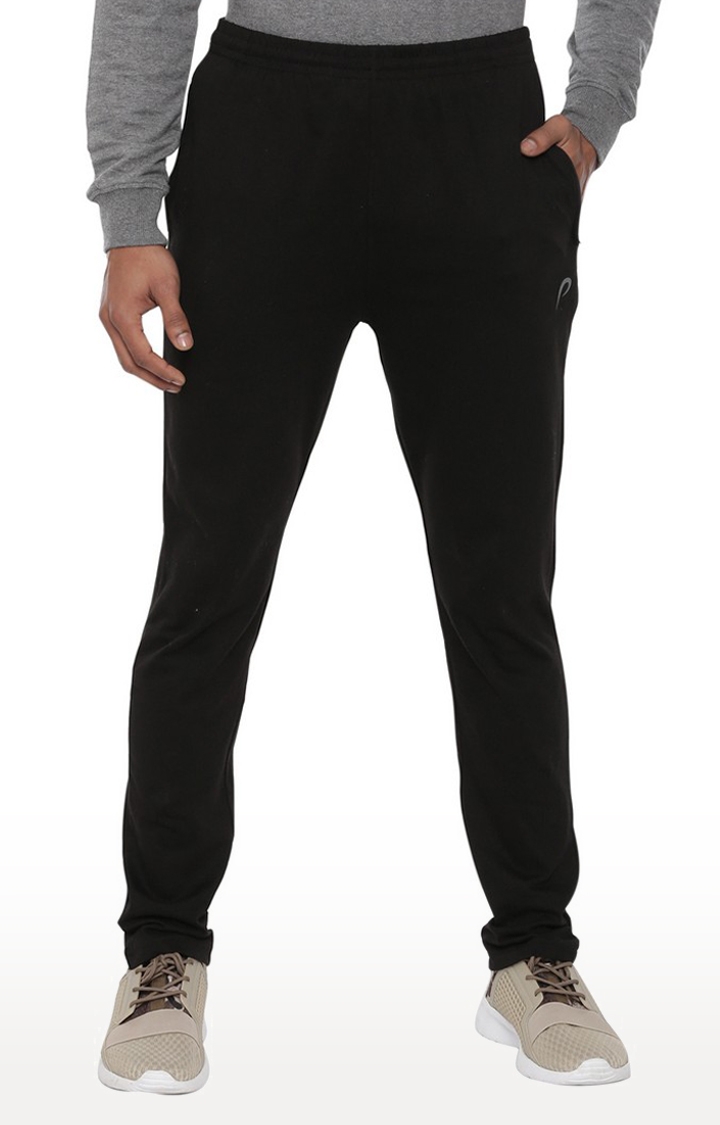 Proline | Men's Black Cotton Solid Trackpant