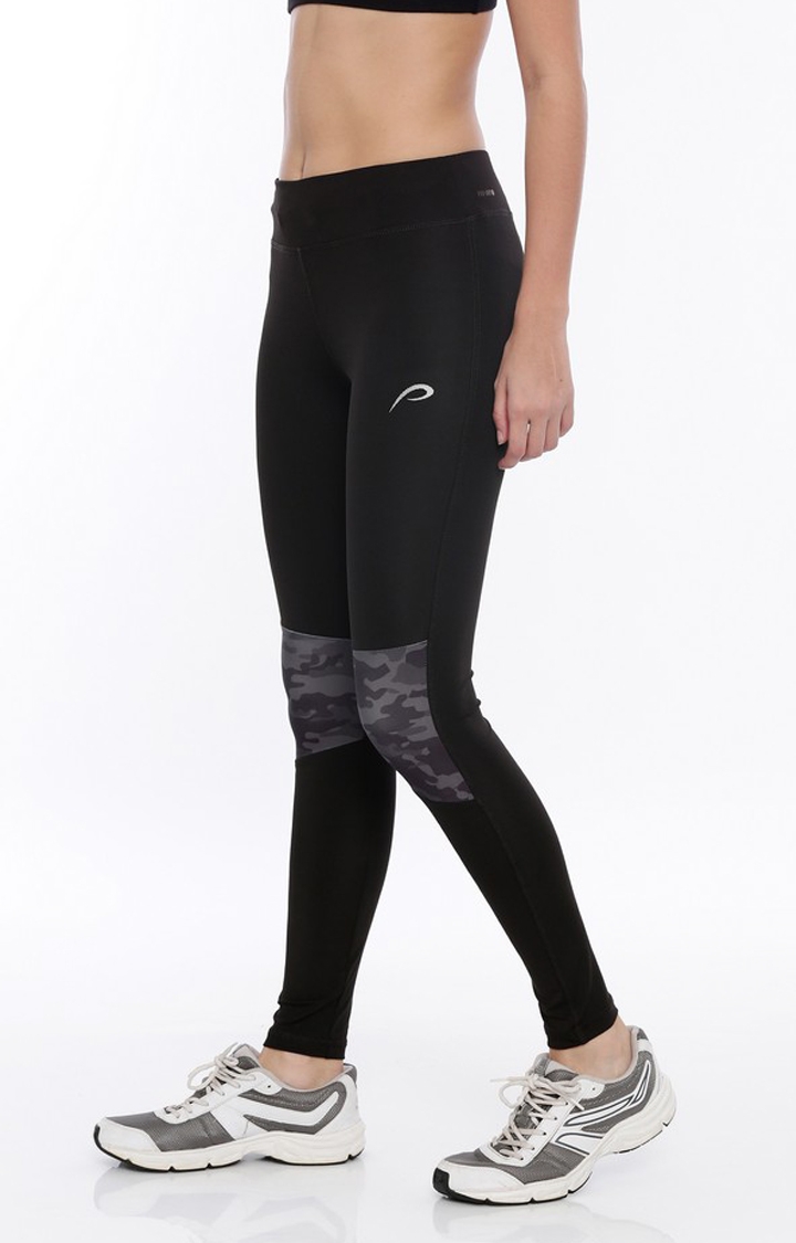 Proline | Women's Black Polyester Printed Activewear Legging 1