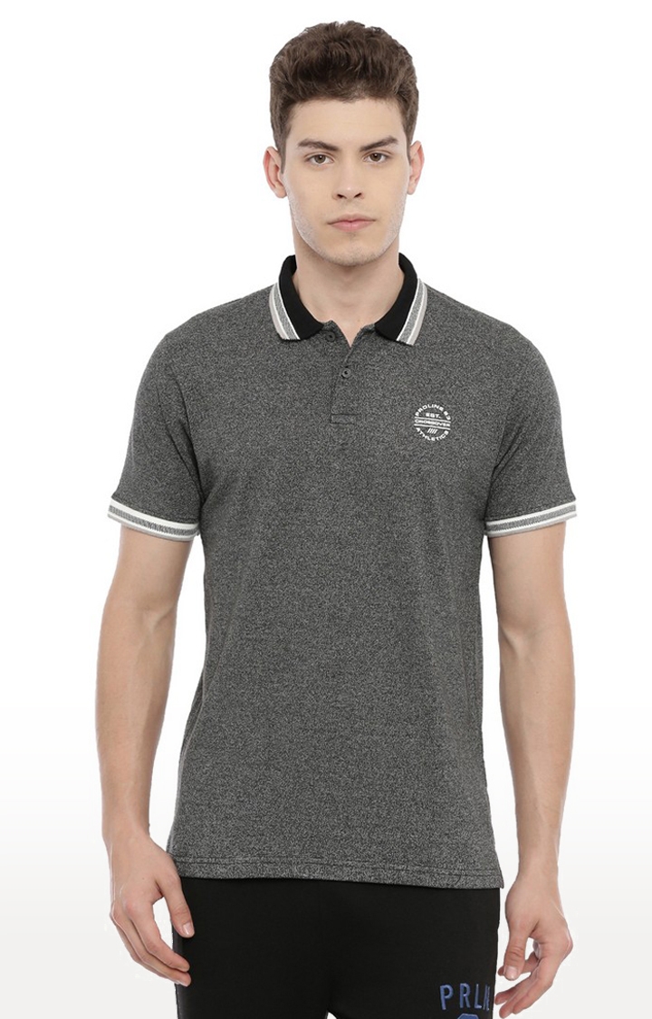 Proline | Men's Grey Cotton Blend Solid Polo T-Shirt