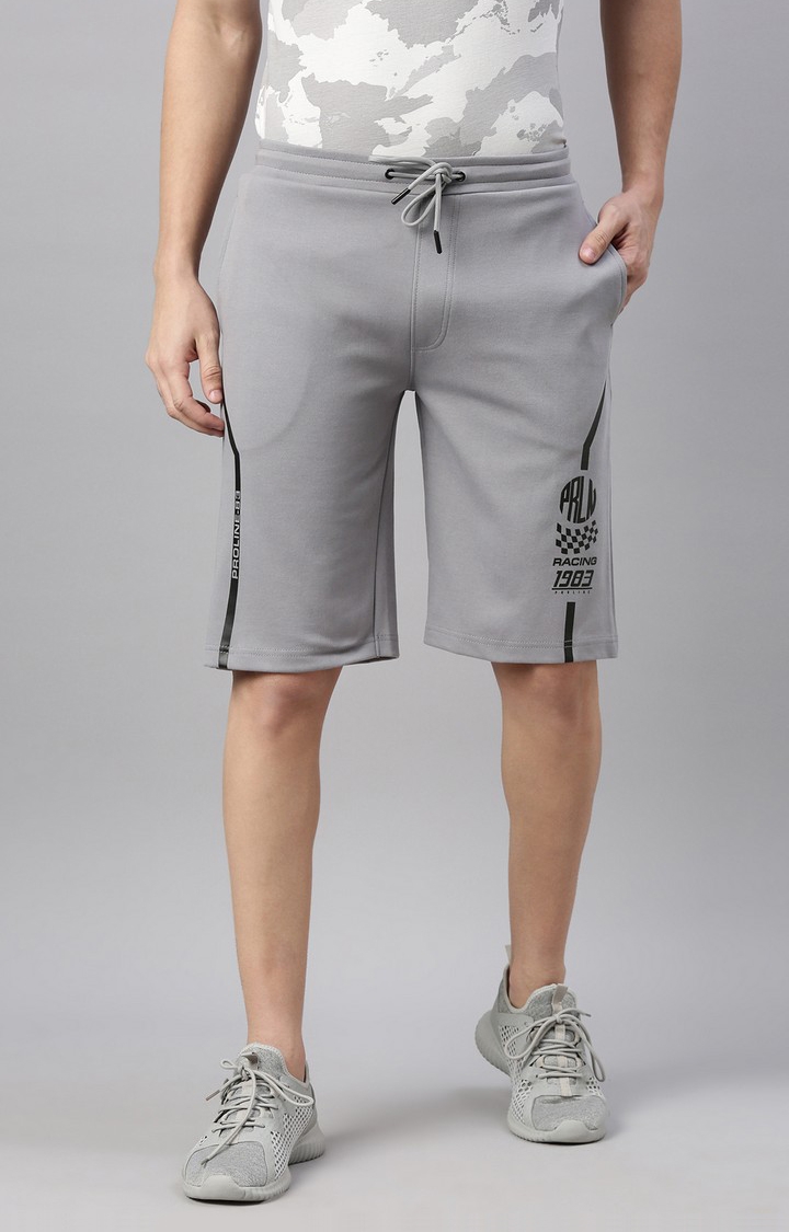 Proline | Men's Grey Cotton Solid Activewear Shorts