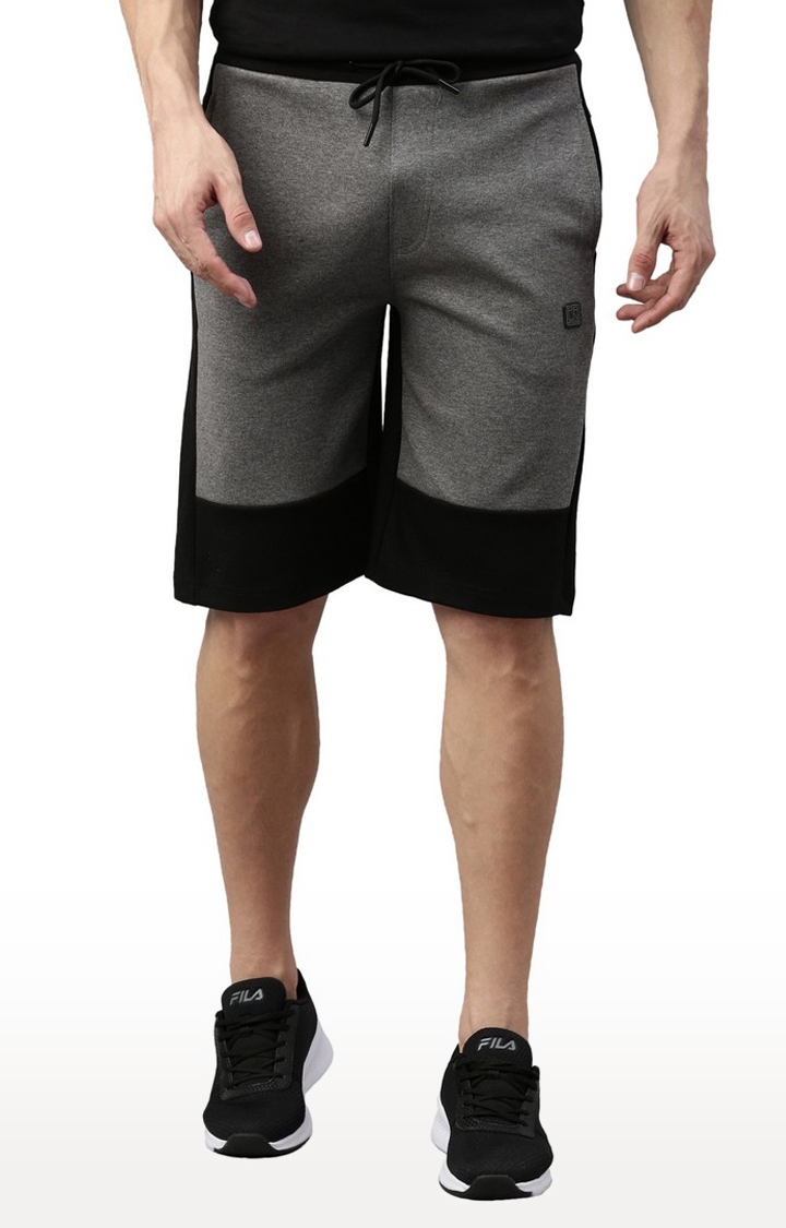 Proline | Men's Grey Cotton Blend Solid Activewear Shorts