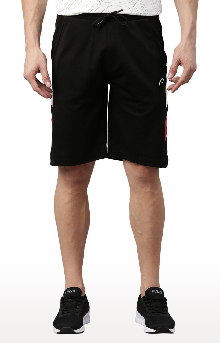 Proline | Men's Black Cotton Blend Solid Activewear Shorts