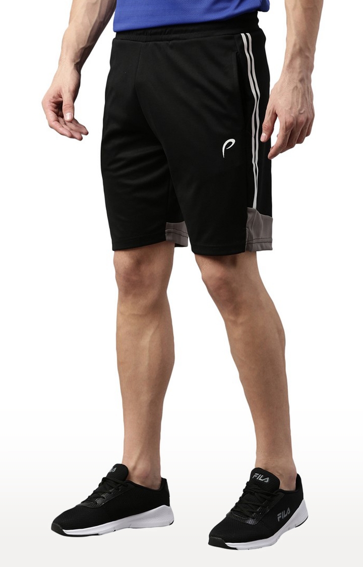 Proline | Men's Black Cotton Blend Solid Activewear Shorts