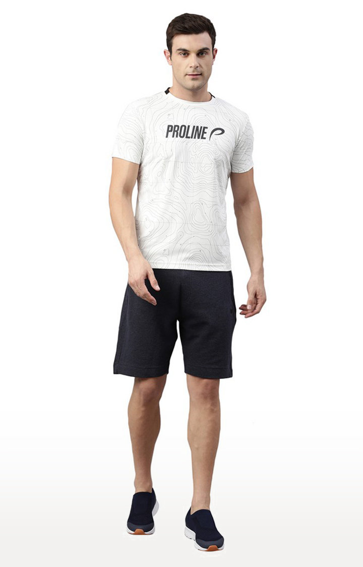 Men's Blue Cotton Blend Solid Activewear Shorts