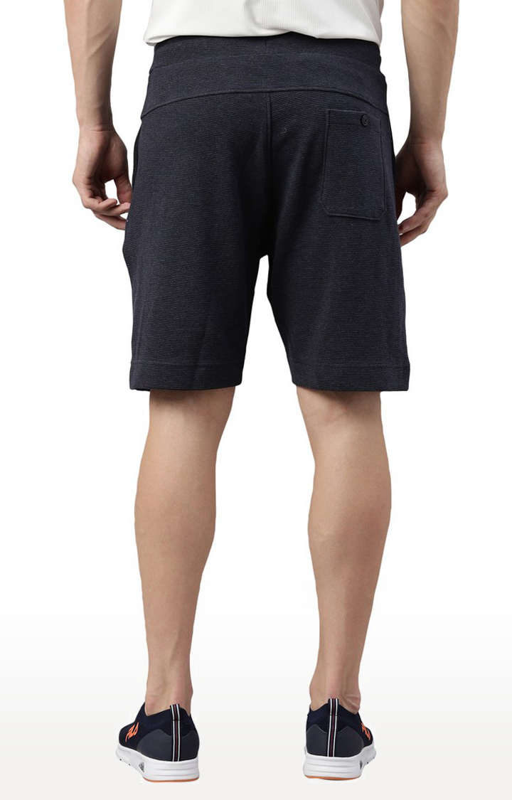 Men's Blue Cotton Blend Solid Activewear Shorts