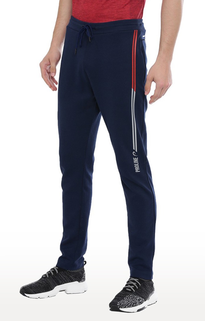 Men's Blue Polycotton Solid Trackpant