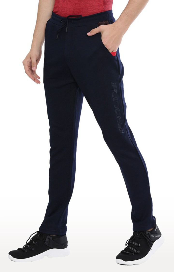 Men's Blue Cotton Solid Trackpant