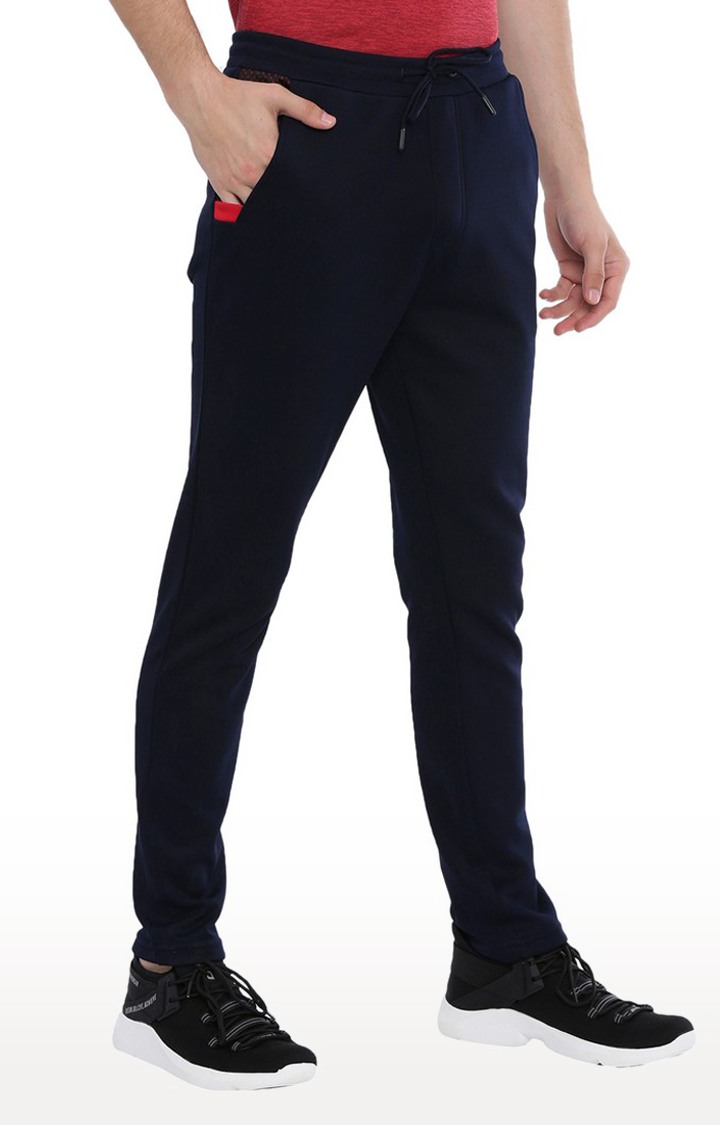 Men's Blue Cotton Solid Trackpant