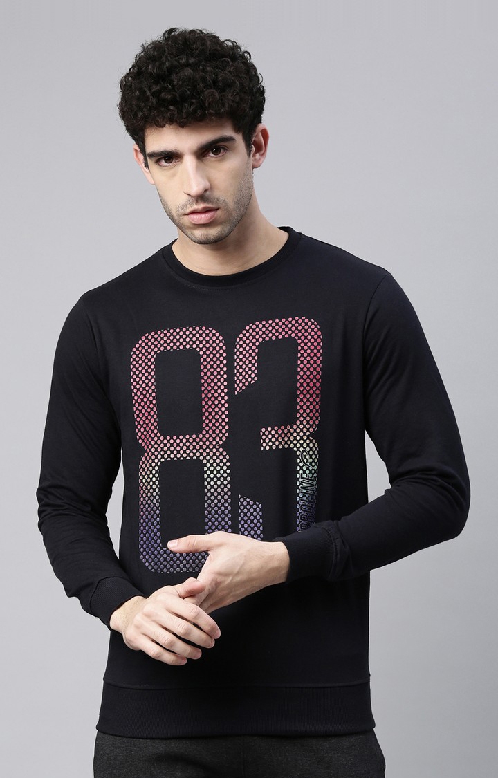 Proline | Men's Black Cotton Printed Sweatshirt