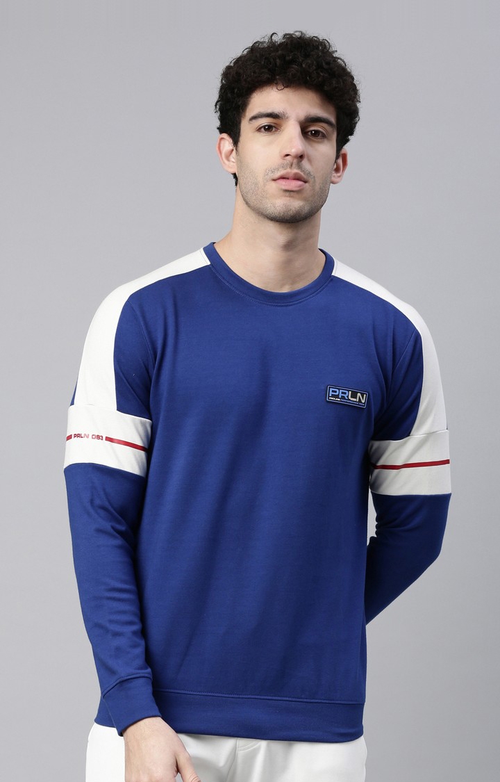 Proline | Men's Blue Cotton Solid Sweatshirt