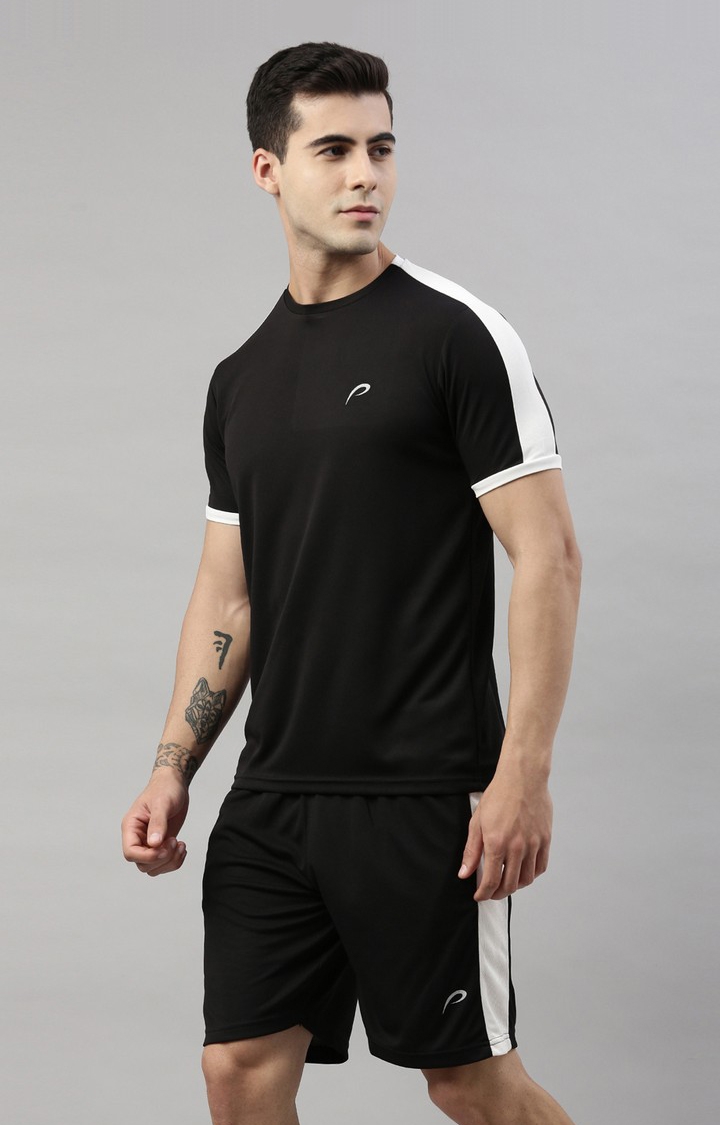Men's Black Polyester Solid Clothing Combo Sets