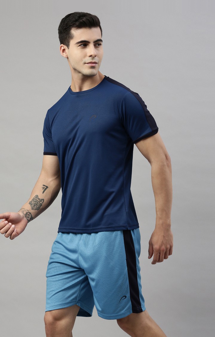 Men's Blue Polyester Solid Clothing Combo Sets