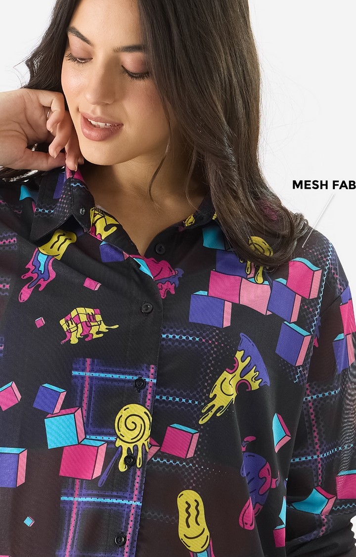 Women's Mesh Shirt: Trippy Smiles Women's Boyfriend Shirts