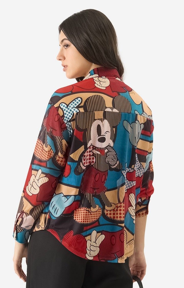 Women's Mesh Shirt: Mickey Mouse Abstract Women's Boyfriend Shirts